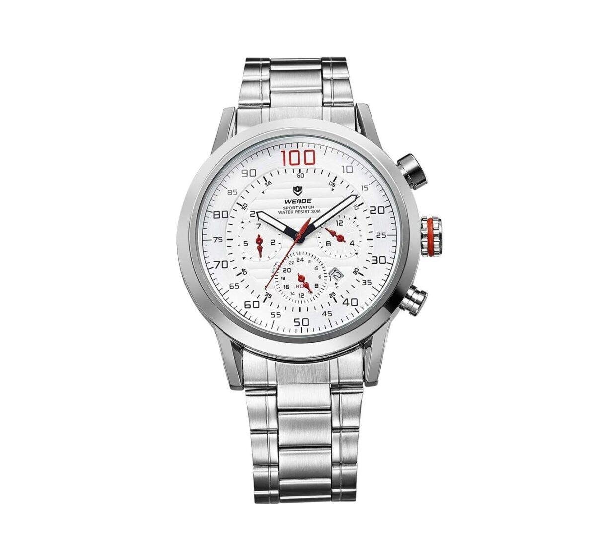 Weide WH-3311 Solid Stainless Steel Wrist Analog White Dial Watch