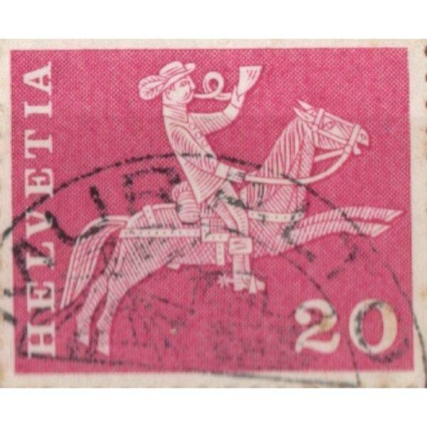20 Helvetia Used Stamp (Pink)