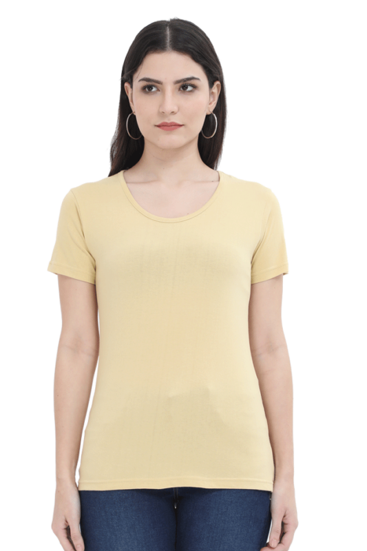 Plain Cotton Round Neck T-Shirt for Women