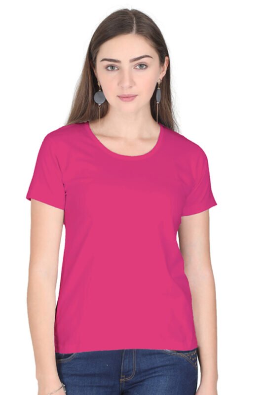 Plain Cotton Round Neck Women T-Shirt