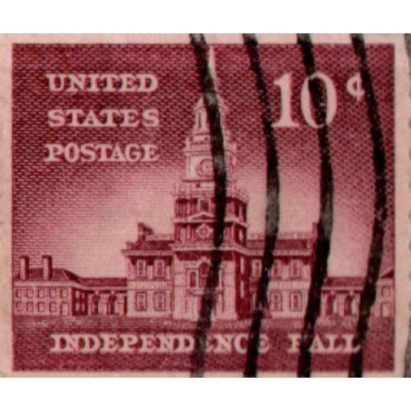 10 United States Postage Independence Hall Used Stamp