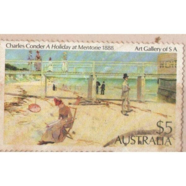5 Australia Charles Conder A Holiday At Mentone 1888 Used Stamp