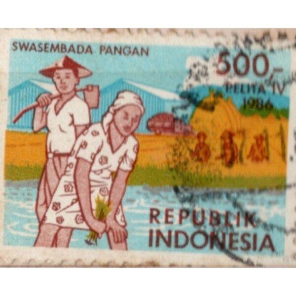 500 Republik Indonesia Swasembada Pangan Used Stamp