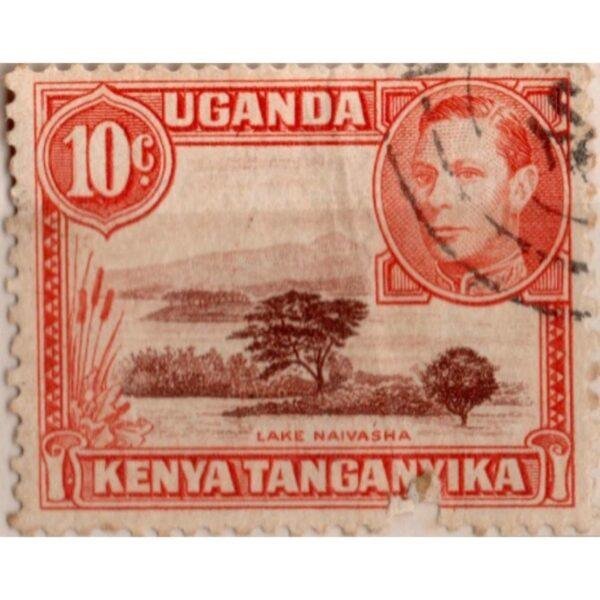 10 Uganda Kenya Tanganyika Lake Naivasha Used Stamp