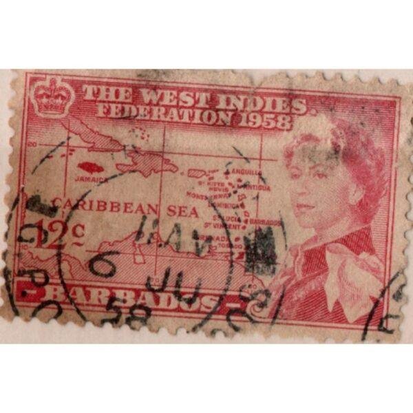 12 Barbados Caribbean Sea Used Stamp