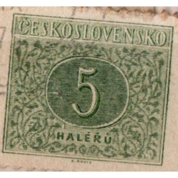 5 Ceskoslovensko Haleru Used Stamp