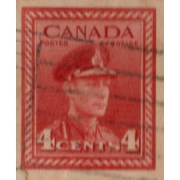 4 Canada Postage Used Stamp (Red)