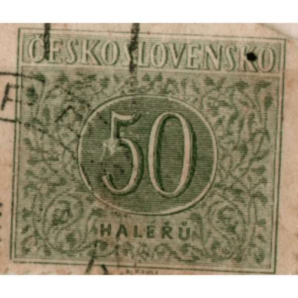 50 Ceskoslovensko Haleru Used Stamp