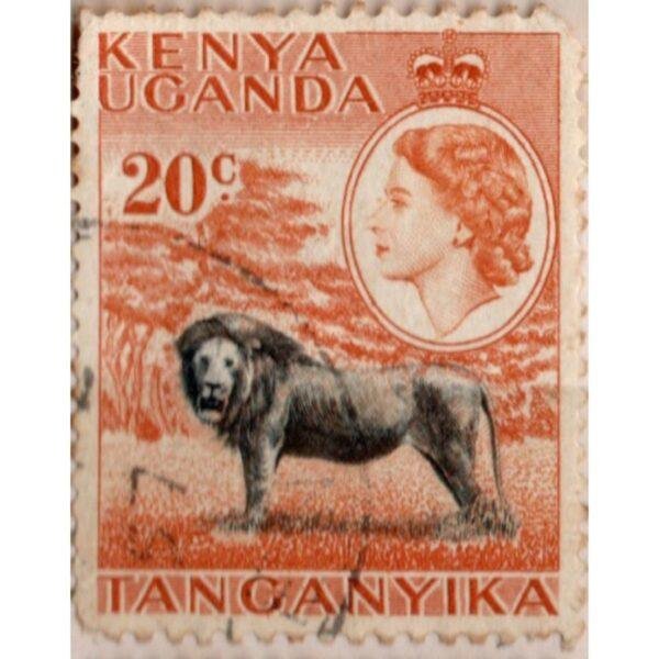 20 Kenya Uganda Tanganyika Lion Used Stamp
