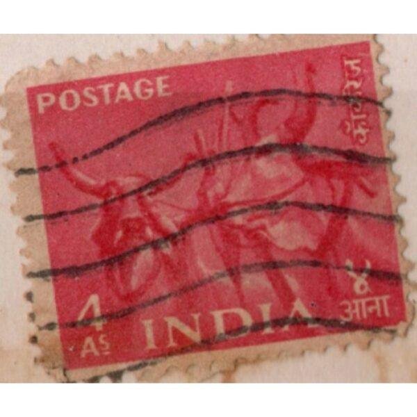 4 India Postage Used Stamp (Red)