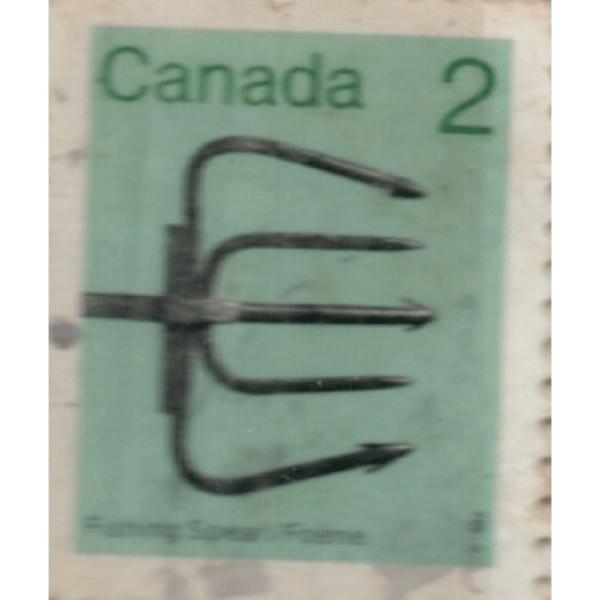 2 Canada Fishing Spear Used Stamp