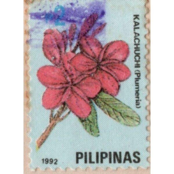2 Pilipinas Plumeria Used Stamp (Red)