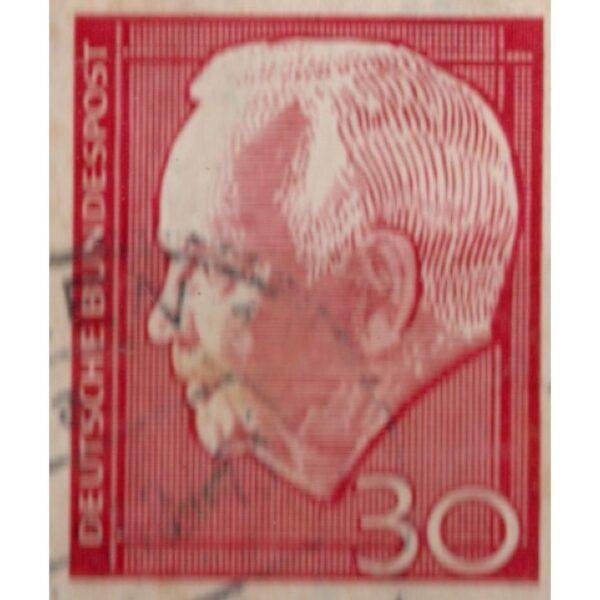 30 Deutsche Bundespost Used Stamp (Red)