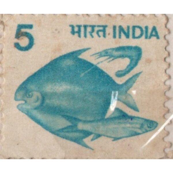 5 India Fish Used Stamp