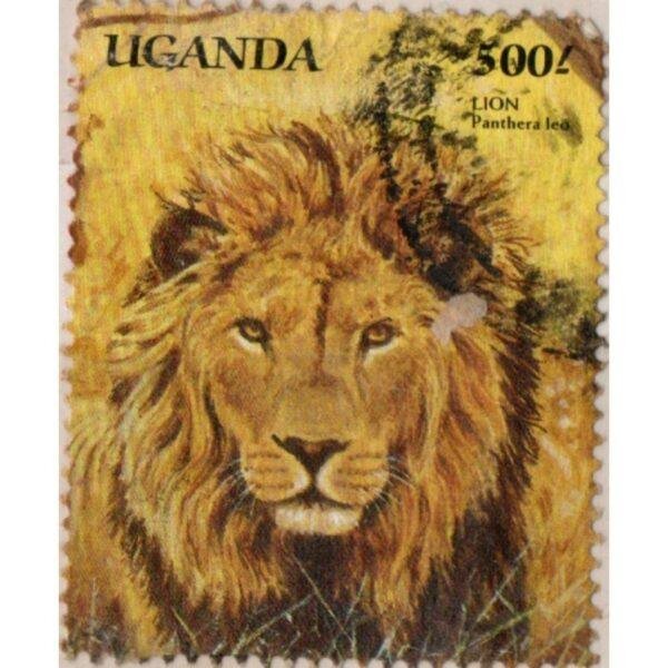 500 Uganda Lion Panthera Leo Used Stamp