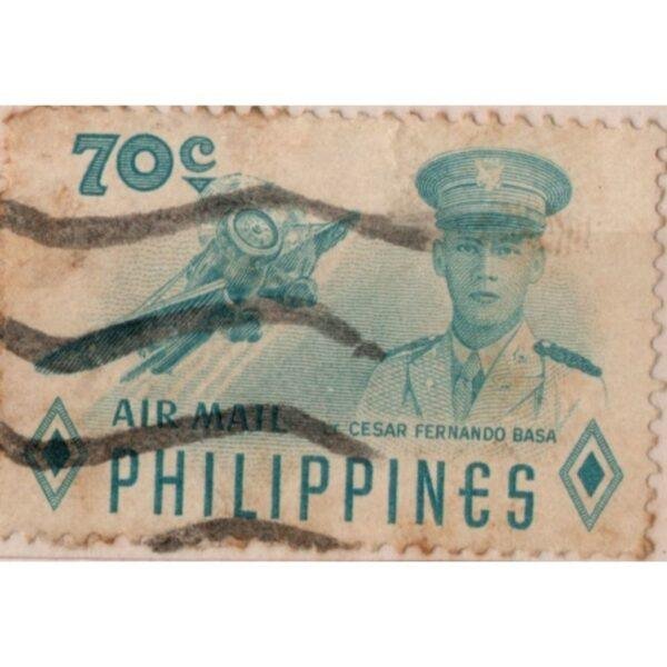 70 Philippines Air Mail Lt Cesar Fernando Basa Used Stamp