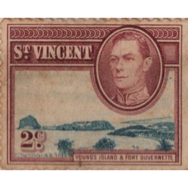2 St. Vincent Youngs Island and Fort Duvernette Used Stamp