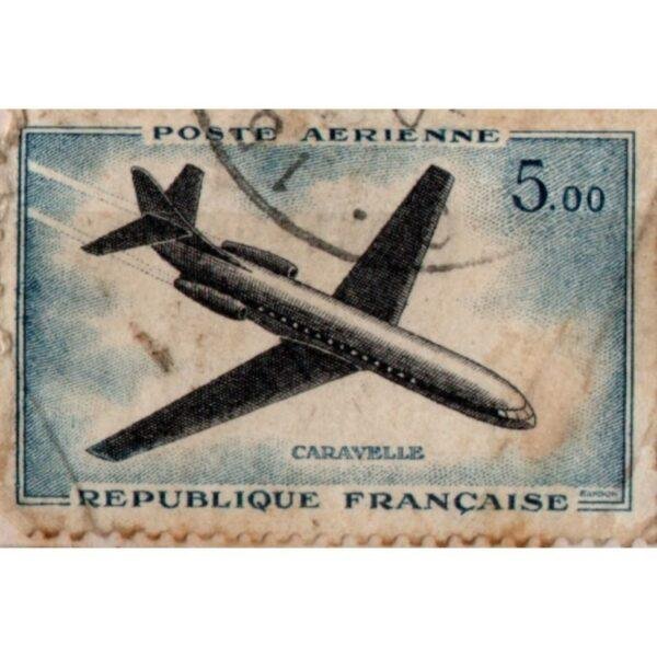 5 Republique Francaise Caravelle Used Stamp