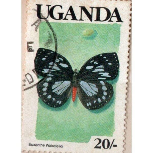20 Uganda Euxanthe Wakefeildi Used Stamp