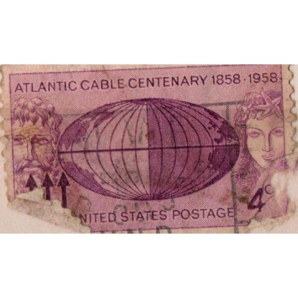 4 United States Postage Atlantic Cable Centenary 1858-1958 Used Stamp