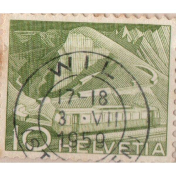 10 Helvetia Used Stamp (Green)