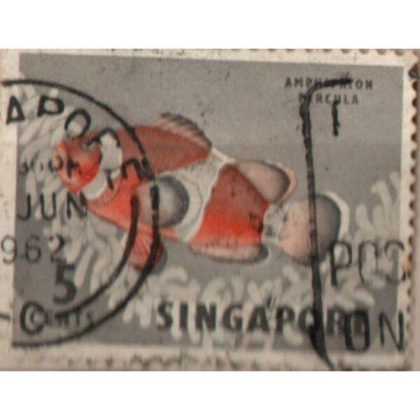 5 Singapore Fish Used Stamp