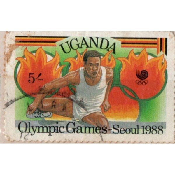 5 Uganda Olympic Games Seoul 1988 Used Stamp